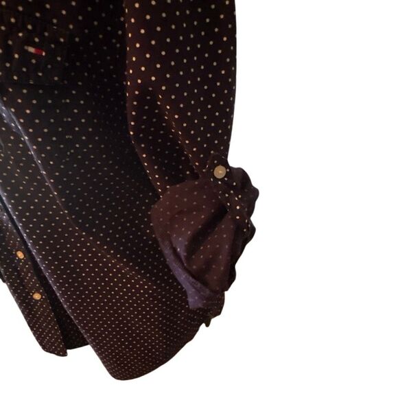 Tommy Hilfiger Womens Top,  Blouse, Size XL, Navy Blue with Polka Dots, Long Sle - Picture 4 of 9